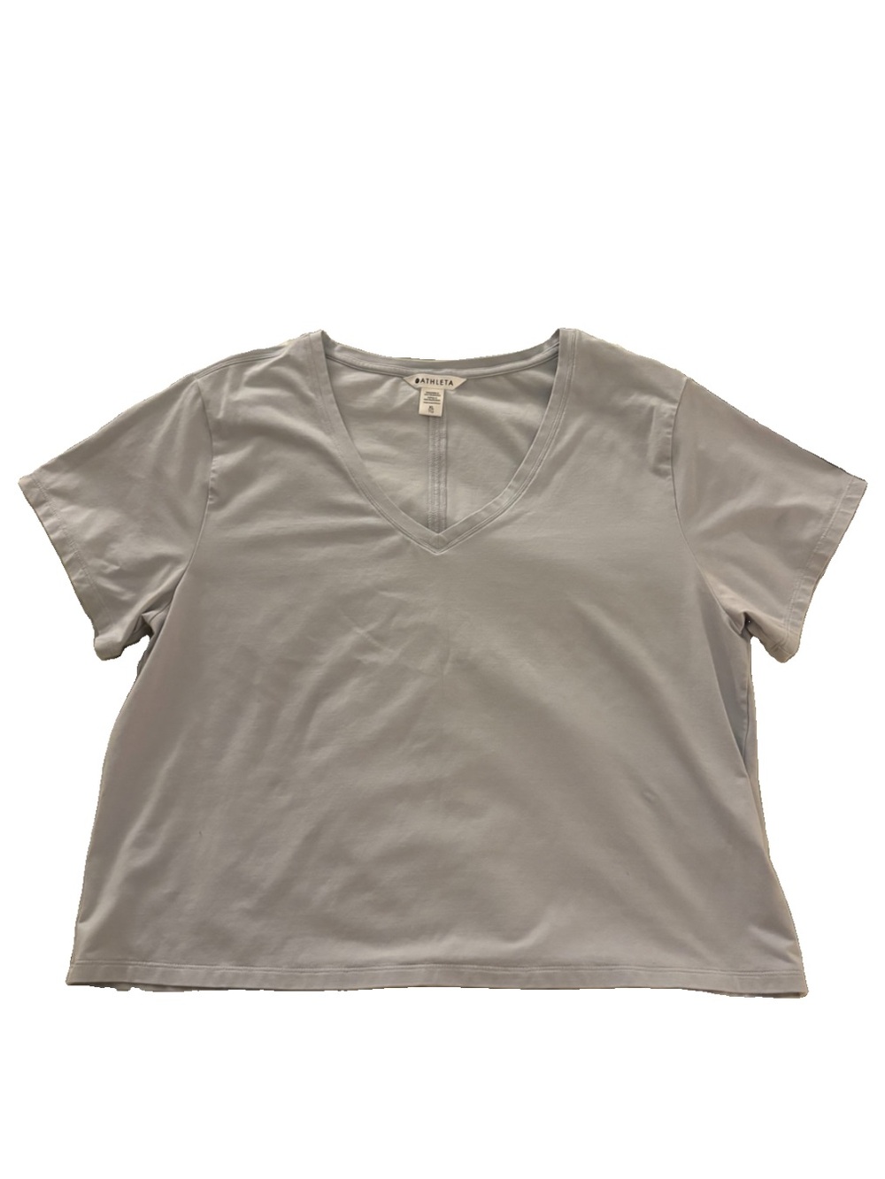 Athleta V-Neck Short Sleeve Tee in Light Gray